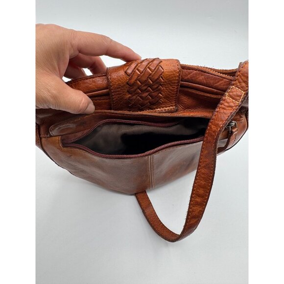 Vilencia Holland Crossbody Woven Tab Brown Leather Bag - Picture 4 of 4
